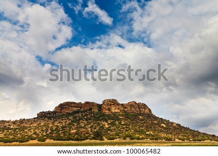 Desolate rocky landscape on a rainy day in Africa