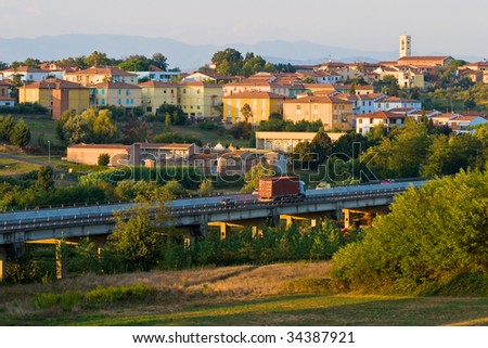 Village with hi way in the Tuscany  Italy