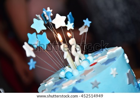 Birthday Blue Cake With Candle