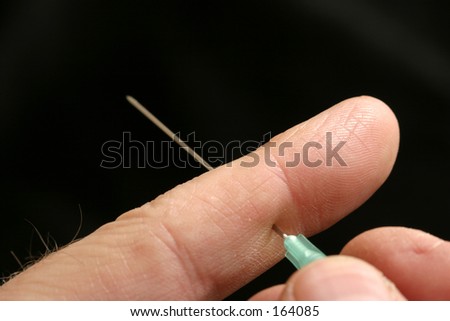 Hypodermic needle goes straight through finger... (April Fool\'s joke)