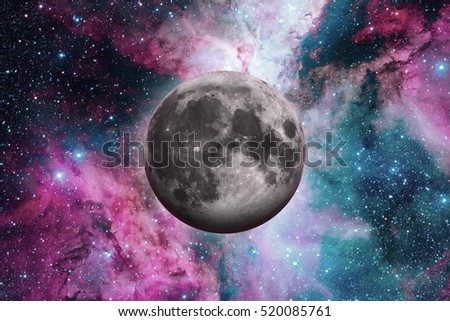 Solar System - Earths Moon. The Moon is Earth\'s only natural satellite. It is one of the largest natural satellites in the Solar System. Elements of this image furnished by NASA.