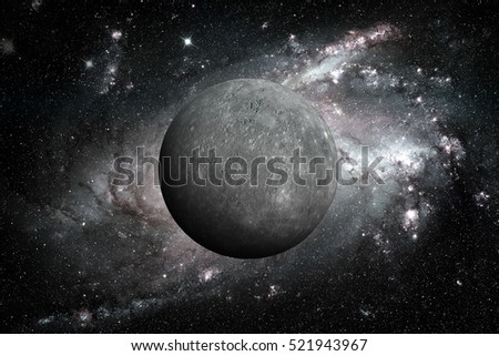 Solar System - Mercury. It is the smallest and closest to the Sun of the eight planets in the Solar System, with an orbital period of about 88 Earth days. Elements of this image furnished by NASA.