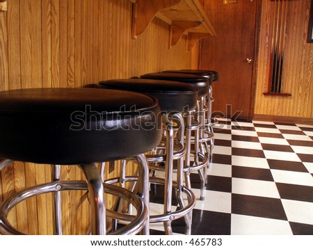 empty bar stools lined up in bar