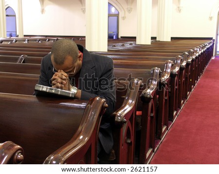 african american stock photos images. stock photo : African-American man praying alone.