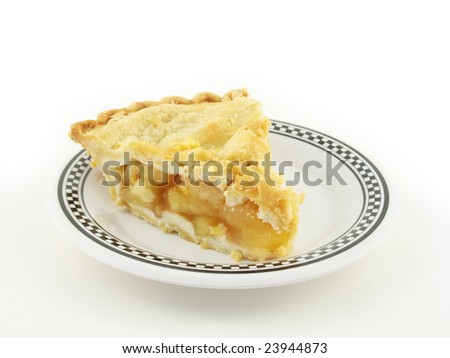 apple pie on a white and black checkered plate on white