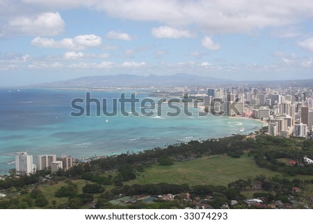 View of Waikiki Beach from Diamond Head Lookout