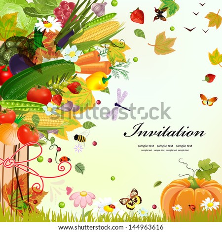 Postcard design with decorative tree vegetable Postcard design with decorative tree vegetable