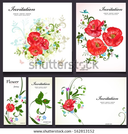 Set of floral cards for your design Set of floral cards for your design