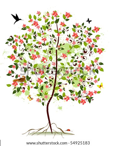 apple blossom tattoo. stock vector : Apple blossom
