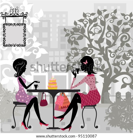 girl in a summer cafe and cake girl in a summer cafe and cake
