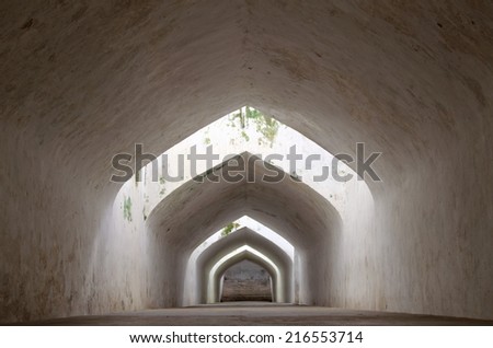 sumur gumantung, the underground walkway tunnel, taman sari water castle - the royal garden of sultanate of jogjakarta