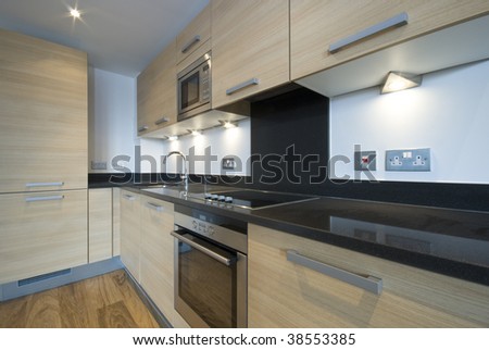 detail of modern fully fitted kitchen