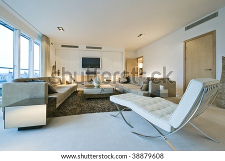 modern luxury living room with designer furniture