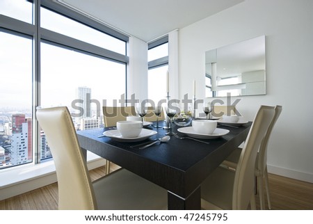 Detail of a beautiful dining area set up