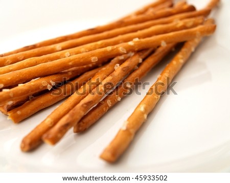 Salty sticks on a white background
