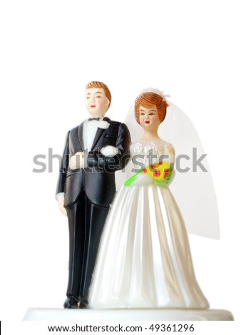 stock photo A wedding couple made of plastic models for wedding cake 