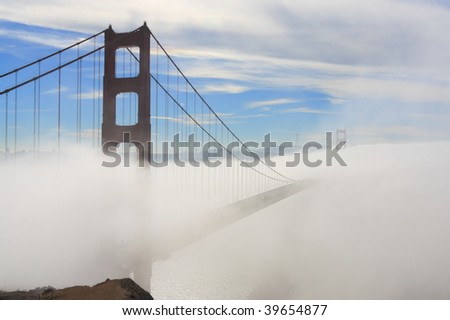 Golden Gate Bridge with fog rolling in