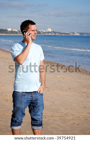 Man calling home from abroad