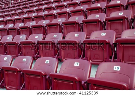 closeup of stadium seats in a large stadium