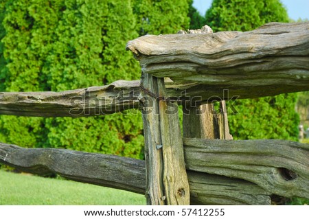 Close up of a split rail fence
