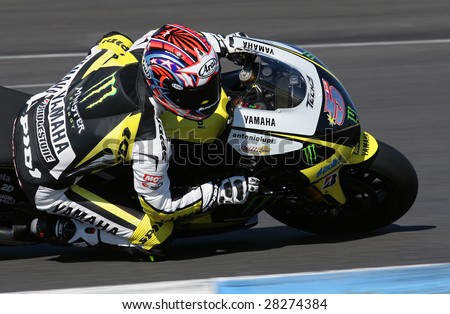 JEREZ SPEEDWAY, SPAIN- MAR 29: USA MotoGP rider Colin Edwards of Monster Yamaha Tech 3 Team at MotoGP Official Test March 29, 2009 in Jerez Speedway. Colin finished 10th fastest.