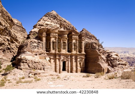 stock photo The Monastery in ancient city of Petra Jordan