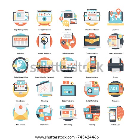 Digital Ad Campaign and Internet Marketing Icons Set