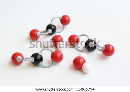 Carbon Dioxide and Water Molecules