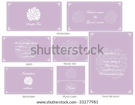 stock vector wedding reception card kit