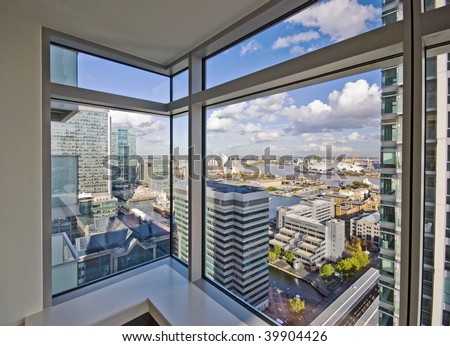detailed view through floor to ceiling double glazed window