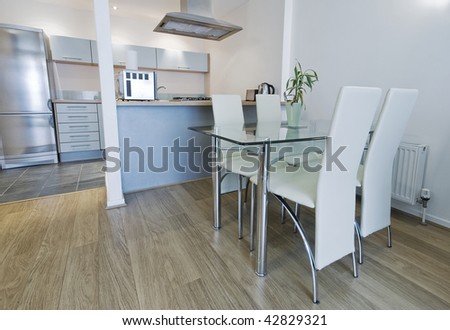 Open Plan Modern Kitchen With Dining Table Stock Photo 42829321 ...