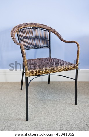 home indoor furniture rattan chair closeup shot