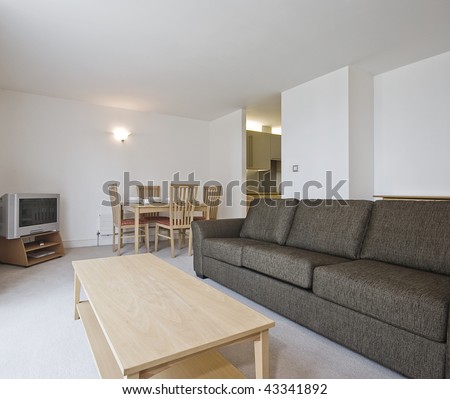 modern open plan living room with dining area