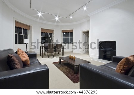 amazing living room with massive bay window