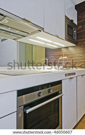 smart luxury kitchen of a modern studio apartment