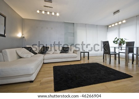 Living Room on Modern Living Room With Metallic Paint And Luxury Corner Sofa   Stock