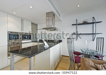 Luxury Open Plan Kitchen With Dining Table Stock Photo 50947522 ...