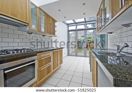 modern luxury kitchen unit with bright atrium