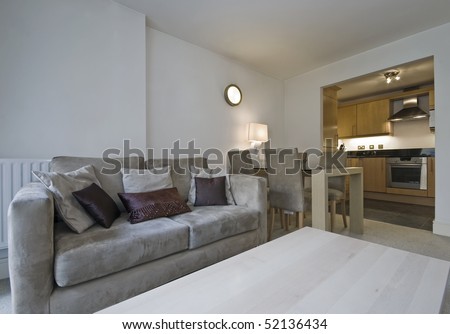 Dining Room on Modern Open Plan Living Room With Kitchen And Dining Area Stock Photo