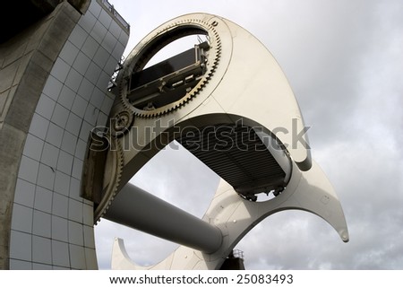 Fangs of the Falkirk Wheel, which elevates tourist barges to a higher level on the Union Canal, replacing eleven of the original locks.
