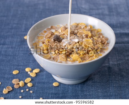 cereals with milk macro shot