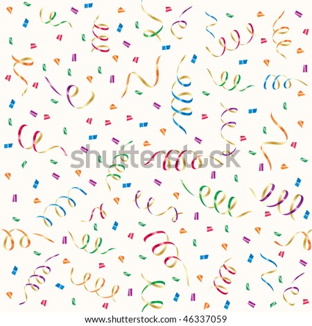 stock vector : Seamless background with party streamers and confetti,