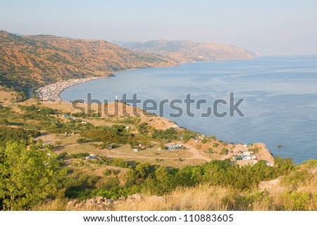 Camping on the shore of Black Sea in Crimea, Ukraine