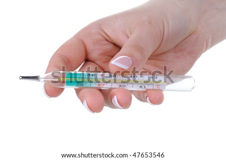 Mercury thermometer in female hand