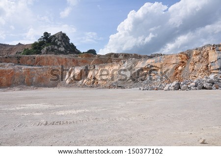 Limestone quarry, Open pit mine in Thailand