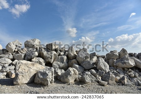 Limestone quarry, Open pit mine in Cambodia.