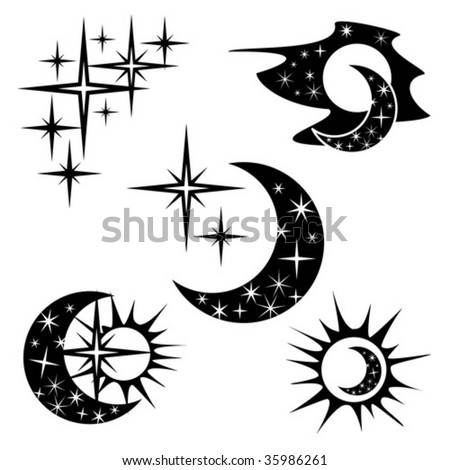 stock vector sun moon and stars day and night 