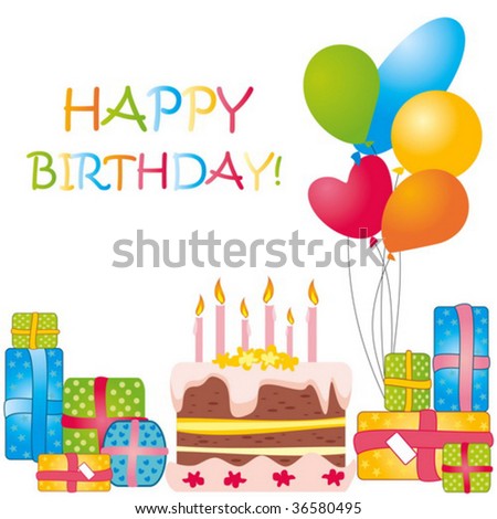 Vector Birthday Card - 36580495 : Shutterstock