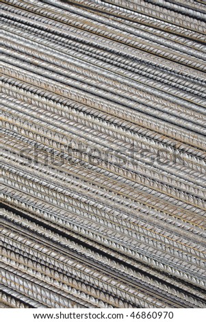 Steel bars background. Close-up of steel bars stacked at construction site
