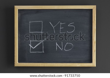 YES and NO check boxes written on a blackboard